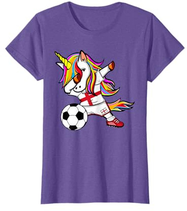 Funny Dabbing Unicorn England Football - English Flag Soccer T-Shirt