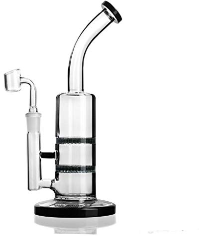 RORA Glasbongs Handgefertigt Zweischichtfilter mit 14-mm-Glaskopf (Schwarz)