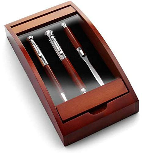 noTrash2003 edles Schreibset aus Rosenholz inkl. Dreh-Kugelschreiber, Füllfederhalter und Brieföffner - Schreibgeräte im Etui 21,0 x 10,2 x 4,7 cm