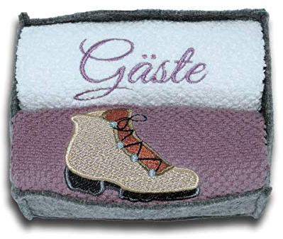 Bestickte Gästehandtücher 2er-Set mit Wanderschuh in Filzbox | personalisiert mit Monogramm
