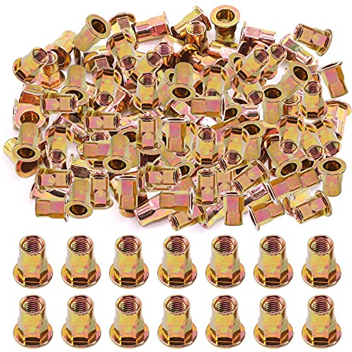Glarks 120 tuercas M8 de medio cuerpo hexagonal de acero al carbono chapado en zinc cabeza plana roscada tuerca remachadora (M8)