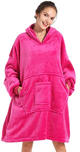 REDESS Decke mit Ärmeln Decken Hoodie Sweatshirt, tragbare Decke, übergroßer Sherpa mit Ärmeln und Riesentasche, kuscheliger Kapuzenpullover, warm für erwachsene Kinder