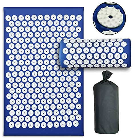 ASXZ Colchoneta y Almohada de acupresión de Yoga para Masaje de acupuntura Extra Larga, colchoneta de Yoga para Ejercicios, Masaje para aliviar la presión