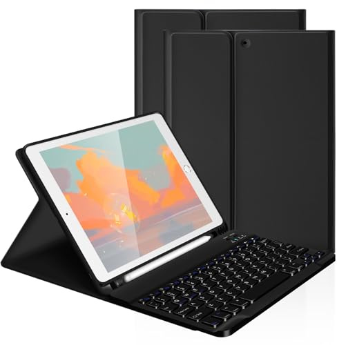 LAMA Funda con teclado para iPad de 9.7 pulgadas, funda con teclado inalámbrico para iPad Pro de 9.7 pulgadas (2018 6ª generación, 2017 5ª generación, 2016 Pro, Air 2/1) fundas desmontables para