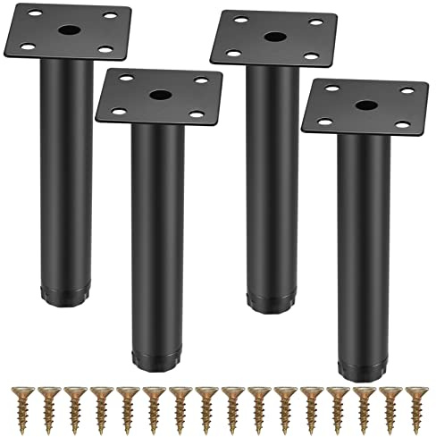 Fulushouxi 4 Pcs Furniture Legs, 5.9/15cm Adjustable Furniture Support Feet, Metal Sofa Replacement Support Feet Legs for Sofa Table Chair Desk Kitchen Cupboard Cabinets Legs Feet (15CM)