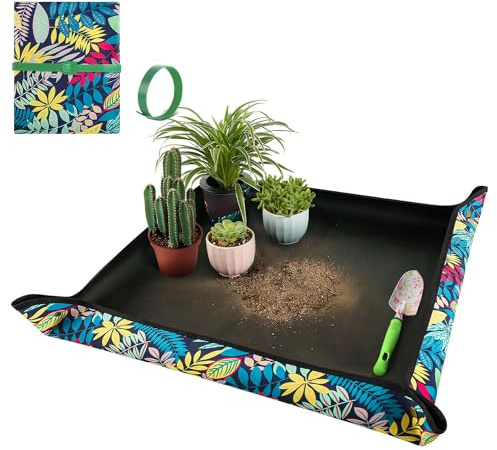 Umtopfmatte zum Umpflanzen und Unordnung, 74.9x74.9 cm, Oxford-Gewebe, wasserdichte Blumenmatte, Faltbare Pflanzmatte, Blumentablett, einzigartige Geschenke für Pflanzenliebhaber