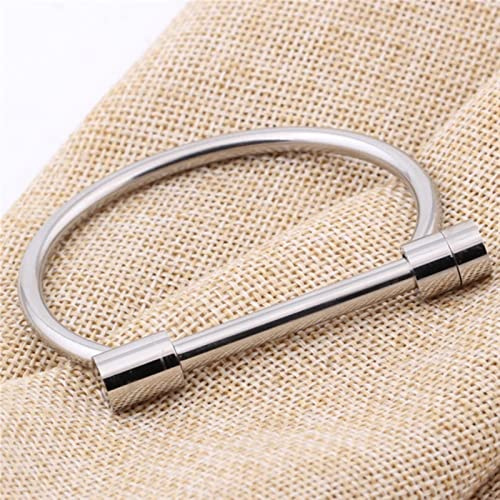 TOXI Brazalete de Tornillo con grillete, Brazalete de Color Oro Rosa, brazaletes de Acero de Titanio, Pulseras para Mujer, Pulsera con dijes