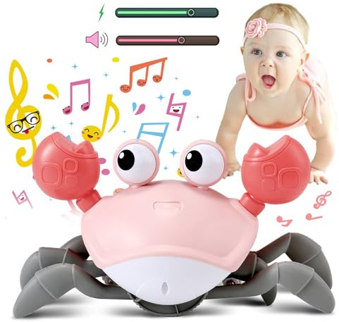 control future Baby Girl Toys Tummy Time: Pink Crawling Crab Babies Montessori Toy Learning 36 Months 3 Year Old Birthday Infant Girls Valentines Gifts Stuff 0 1 2 Essentials
