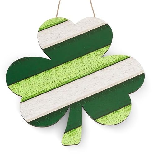 St Patricks Day Door Decorations, Shamrock Wooden Sign for Saint Patrick's Day Decor, Shamrock Hanging Decoration for Front Door and Wall