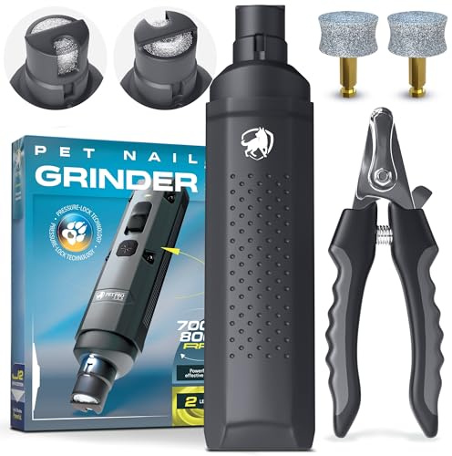 Lime pour Chien Lime Ongle Griffes Chien Electrique Silencieux Lime Griffe Chien Electrique avec 2 Lumières LED Sécurité Coupe Griffe Chien Chat Lime a Ongles pour Chien Professionnel (Grey US)