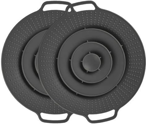 Astis 2 Pezzi Coperchio Universale in Silicone, Paraspruzzi Anti-Traboccamento, Protezione Contro Fuoriuscite Liquidi, Adatto per Pentole 15-25 cm, Coperchio Culinario Multiuso
