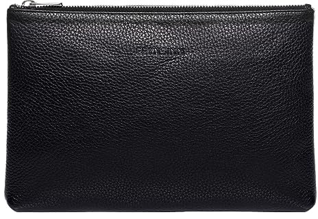 FEYNSINN Berlin Kosmetiktasche NEA aus Nappa-Leder I Schminktasche klein für Damen I Make Up Bag schwarz handgefertigt