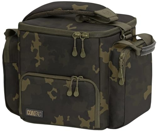 Korda Compac Cookware Bag Dark Kamo Kochgeschirr Tasche 16L – Gepolsterte Outdoor-Kochtasche für Kocher, 500g Gaskartusche & Tea Set – Abwischbares Innenfutter, Dunkles Tarnmuster – 35x27x25cm
