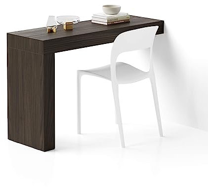 MOBILI FIVER, Escritorio Evolution 120x40, Nogal Americano con una Pata, Aglomerado y Melamina, Mesa Escritorio para Habitación, Oficina, Made In Italy