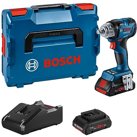 Bosch Professional 18V System Cordless Impact Wrench GDS 18V-330 HC (330 Nm Tightening and 560 Nm Breakaway Torque, incl. 2X 4.0Ah ProCORE Batteries, Charger, 1 x Bluetooth Low Energy Module, L-BOXX)