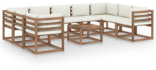 BUKSCYJS Schaukelstuhl,TerassenmöBel AußEn,Campingstuhl10-Tlg. Garten-Lounge-Set Mit Creme Kissengeeignet FüR Garten, Terrasse, Wohnzimmer, BüRo, Outdoor