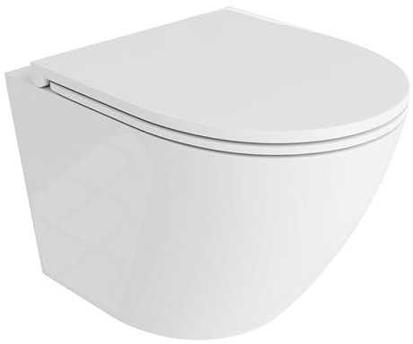 LAVITA Sofi One Toilettes suspendues avec système d'abaissement automatique et charnières en métal 365 x 490 x 400 mm Blanc brillant