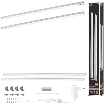 Paulmann 98616 LED Unterschrankleuchte Inline Starterset 2x6W 550x26mm 2x500lm 24V Chrom matt 3000K dimmbar