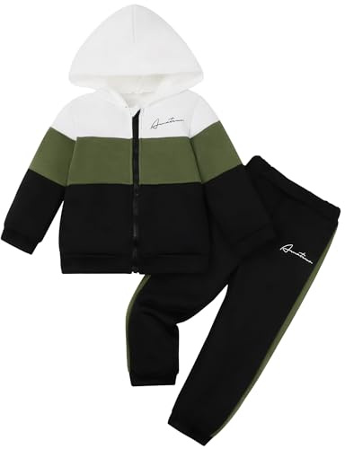 Hotfiary Survêtement 2 pièces pour enfants garçons à manches longues avec fermeture éclair - Veste à capuche et pantalon de jogging - Pantalon de jogging - Pantalon de jogging - Pour la course à pied