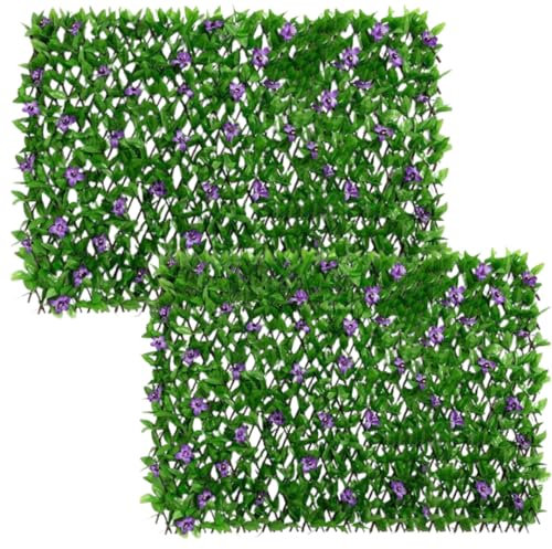 Juego de 2 pantallas de privacidad expandibles de hiedra artificial para balcón y jardín, cobertura de valla de privacidad de seto de hojas artificiales, enrejado de pared verde para patio, decoración