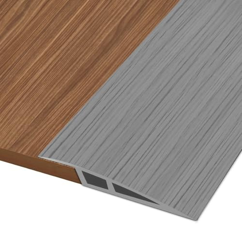 Hengrongshen PVC Türschwellen Leiste, 2M * 7CM Übergangsprofil Selbstklebend, Übergangsleiste Boden Höhenausgleich Abdeckleiste für Parkettböden Laminate Schwellen (Grau Holz, für 15mm bis 20mm)