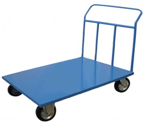Carrello pianale sponda fissa cm.100x60xh93 a 4 ruote piene kg.400 trasporto cartoni sacchi documenti in magazzini uffici 16FS2