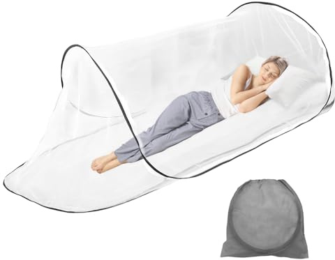 mizikuu Moskitonetz Pop Up, Faltbares Mückennetz 200 x 80 x 60 cm Einstellbare Größe Moskitonetz Reise Einzelnes Tragbares Campingzelt Moskitonetze Bett für Schlafzimmer Outdoor Camping
