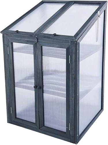 FAHAAM 3 Tier Wooden Mini Greenhouse Garden Greenhouse Planting Storage for Small Outdoor Plant Outdoor Flower Vegetable, Mini greenhouse with Shelves, Indoor Plant Stand. (69 x 49 x 120cm)