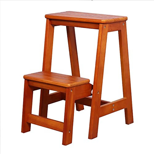 SFSLBFB Escalera de Madera Plegable para el hogar, Taburete de 2 Niveles, Taburete de Madera multifunción, Banco de Zapatos/Estante para Flores, Apto para Cocina y Oficina.