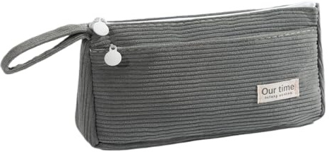 Aniyan Federmäppchen, Mäppchen Cord-Stoff, Mäppchen Federtaschen Große Kapazität, Federmäppchen Federtaschen Mädchen Teenager, Schulmäppchen für Schule | Büro,Grau