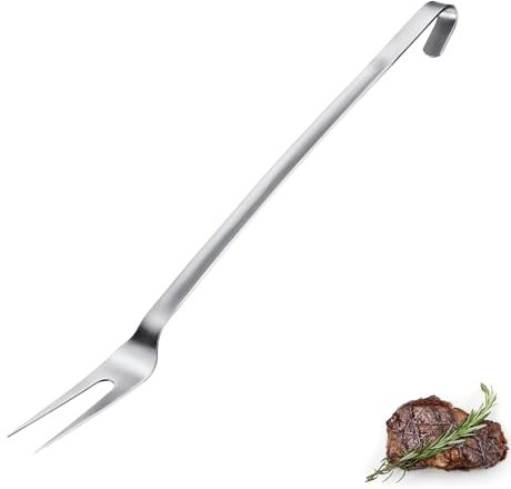 Westmark Meat Fork Pro – Forchettone da carne in acciaio inossidabile con denti lunghi e ganci per appendere – Perfetto per grigliare, arrostire e cucine professionali – Argento, 50 cm