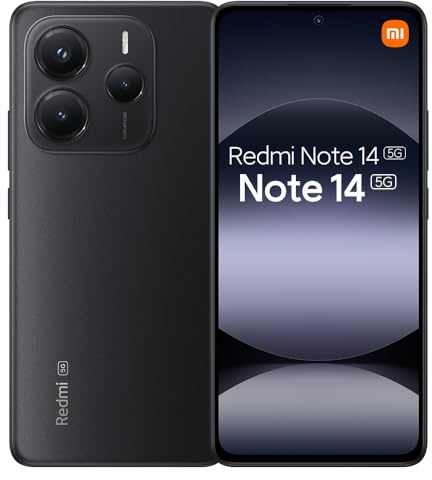 XIAOMI Redmi Note 14 5G Smartphone, 8 + 256 Go, noir, système de caméra AI 108 MP, batterie 5110 mAh, écran de protection des yeux 120 Hz, chargeur inclus