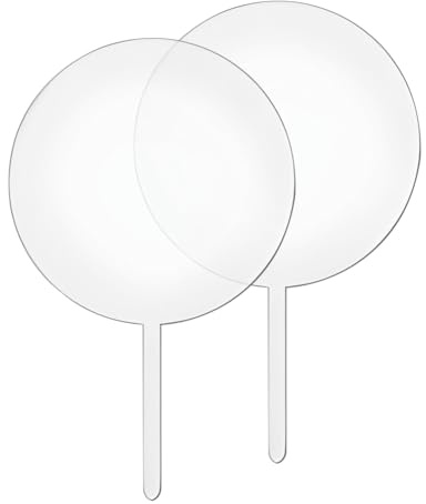 FSSTUD 2 Stück runde Acryl-Kuchenaufsätze, einfarbig, Kreis, Cupcake-Topper, blanko, transparent, Kuchenaufsätze, personalisierte Cupcake-Topper-Sticks für DIY
