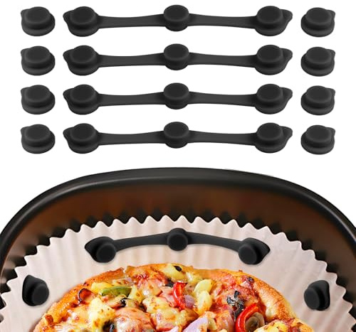 Carehabi Silicone Aimants pour Airfryer Papier 12PCS Boucle Magnétique en Silicone pour Friteuse à Air Accessoires Air Fryer - Noir