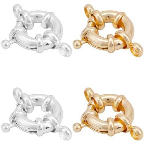 Beebeecraft 12 Cierres de Resorte para Joyería de Latón Chapado En Oro de 24 Quilates 925 Hebillas de Anillo A Presión Redondas Pequeñas de Plata de Ley Conectores para Collares Pulseras Y