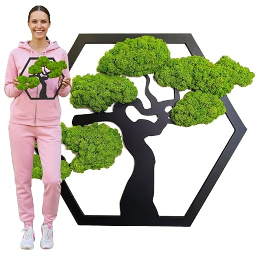 Scandinavian Moss Moosbilder in Form Eines Baumes - Schön Aussehender Wand Baum - Bringen Sie Leben Ihre Wohnung - Wandbild aus Natürlichen Rohstoffen und Deko Moos 30cm