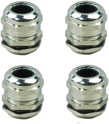 Set 4 pezzi - Pressacavo Metallo PG19 Guarnizione Tenuta Stagna Connettore Passacavo Cavi 10-14mm IP68 - Colore Argento