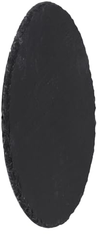 ELAYARD Plat de Service Rond Naturel en Pierre Noire 25 Cm Assiette Spéciale pour Sushi et Steak Poêle à Barbecue Résistante pour Présentation et Buffet Maison Cuisine