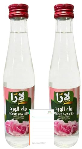 Ben's Garden Bundle: Lara Rosenwasser 2x250ml inkl Notizblock | Natürliches Rosenwasser, original aus dem Libanon im Doppelpack. Ideal für Süßspeisen, Backen & Desserts