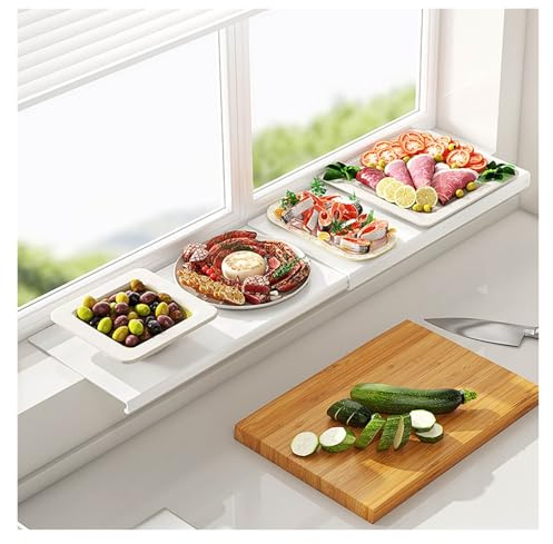 WXQTM Mensola Rangement Decorativa Durabile E Resistente Ai Danni Facile da Installare Estensore Rebordo Finestra per Conservare Posateria E Condimenti (40-70) x25cm