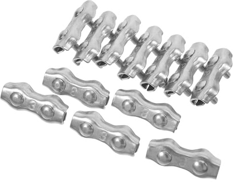 HAPINARY Morsetti per Cavi Doppia Piastra in Acciaio Inossidabile 12 Pezzi Clip per Serraggio Singolo e Doppio per Funi Metalliche Elettriche
