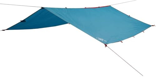 Wasserdichtes Tarp Blau 300x294 cm, Trekking Tarp aus strapazierfähigem TAFT mit PU-Beschichtung und versiegelten Nähten, multifunktional als Camping-Überdachung oder Bodenplane,