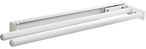 Gedotec Handtuchhalter | Hostel | Handtuch-Auszug ausziehbar 2-armig | 1 Stück Handtuchstange Aluminium weiß beschichtet | Einbaulänge 443 mm | Geschirrtuchhalter für Schrank Seiten- & Decken-Montage