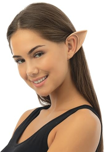 P'tit Clown - 16679 – Elfenohren – Elfenohren – das Paar – Kostümzubehör – perfekt für Karneval, Halloween, Cosplay, Manga, Kostümpartys, Themenveranstaltungen – Unisex – Beige