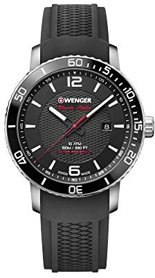 Wenger Herren Roadster Black Night - Swiss Made Analog Quarz Edelstahl/Gummi Uhr 01.1841.102