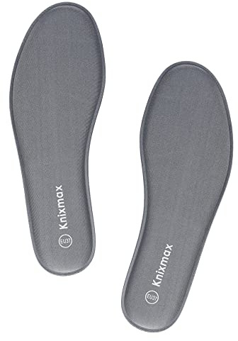 Knixmax Women Memory Foam Insoles Comfort Inner Soles Cushioned Shoe Inserts Replacement Innersoles for Trainers, Walking Shoes, Wellies, Work Boots Grey Size 6UK - 39EU