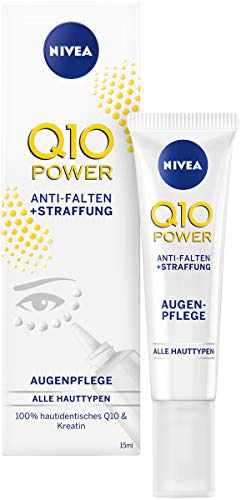 NIVEA Q10 Power Anti-Falten + Straffung Augenpflege für jünger aussehende Haut im 2er Pack (2x 15 ml), feuchtigkeitsspendende Augencreme, Creme für normale Haut
