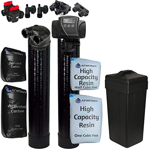 AFW Filters Built Fleck 5600SXT 48,000 Grain Water Softener with Upflow Carbon Filter (8% Resin with Carbon)