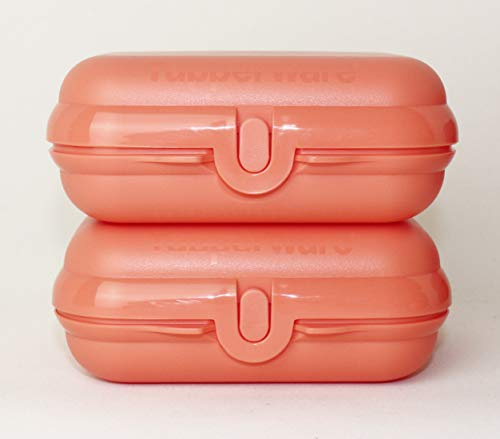 TUPPERWARE TW Twin 2X Größe 2 in Ziegelrot Lunchbox, Sandwichbox, Brotdose + Kugelschreiber