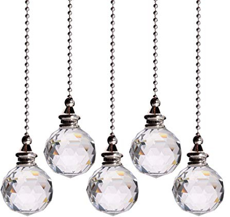 Cabilock 5 Pcs Cristal Ventilateur De Plafond Tirer Les Chaînes Windows Boule Lustre Pendentif Suncatcher Jardin Arc-En-Ciel Décorations (30Mm Transparent)